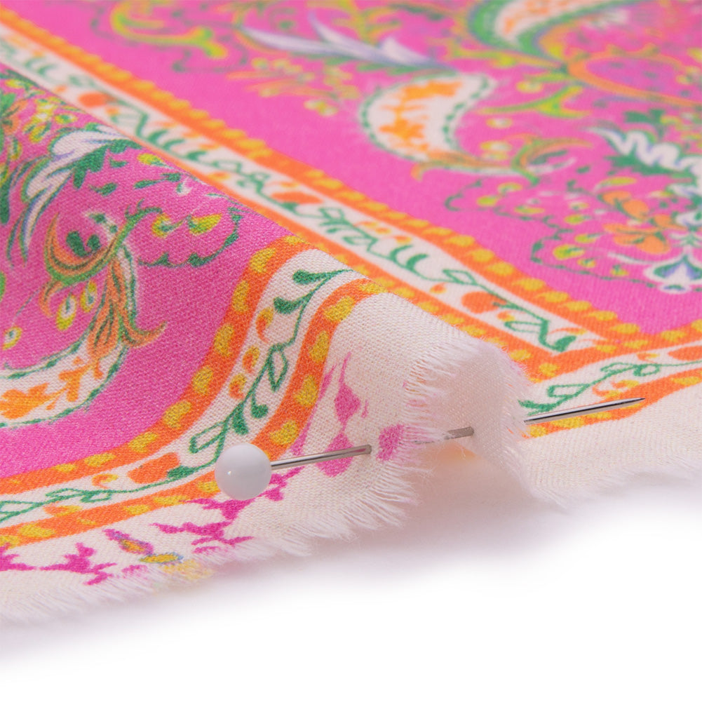 Cotton Voile Panel - Paisley Stripes and Squares - Cypress Daydreams Print - Mood Exclusive Gisele Collection - Detail