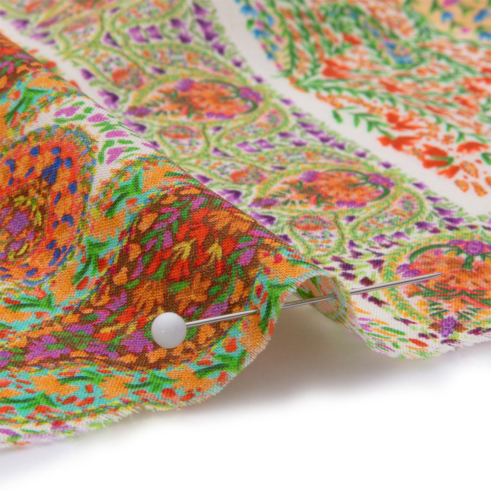 Cotton Voile Panel - Cream Paisley Squares - Laputa's Groundkeeper Print - Mood Exclusive Gisele Collection - Detail