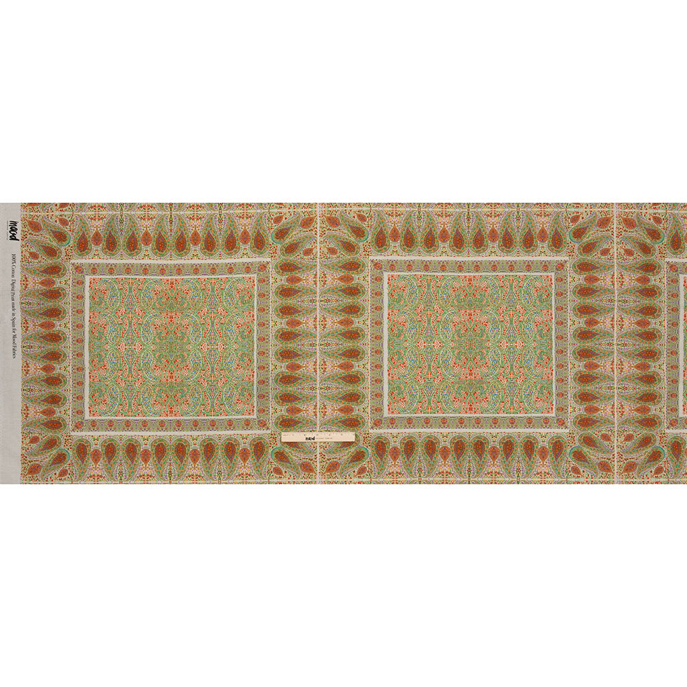 Cotton Voile Panel - Cream Paisley Squares - Laputa's Groundkeeper Print - Mood Exclusive Gisele Collection - Full