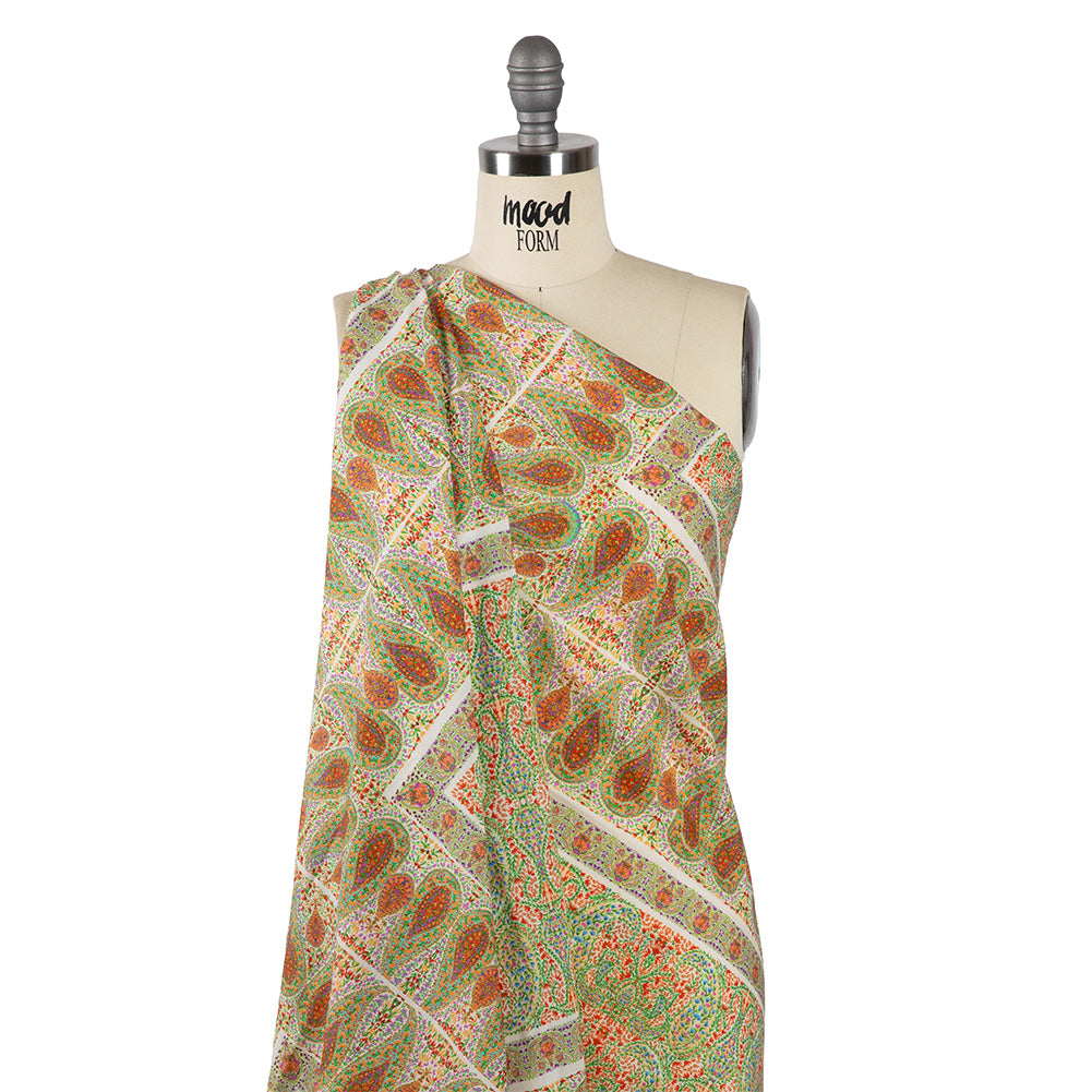 Cotton Voile Panel - Cream Paisley Squares - Laputa's Groundkeeper Print - Mood Exclusive Gisele Collection - Drape