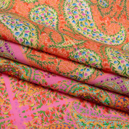Cotton Voile Panel - Pink Paisley Squares - Laputa's Groundkeeper Print - Mood Exclusive Gisele Collection