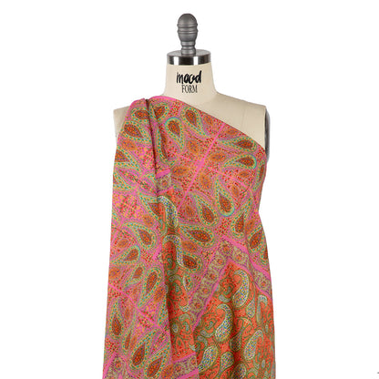 Cotton Voile Panel - Pink Paisley Squares - Laputa's Groundkeeper Print - Mood Exclusive Gisele Collection