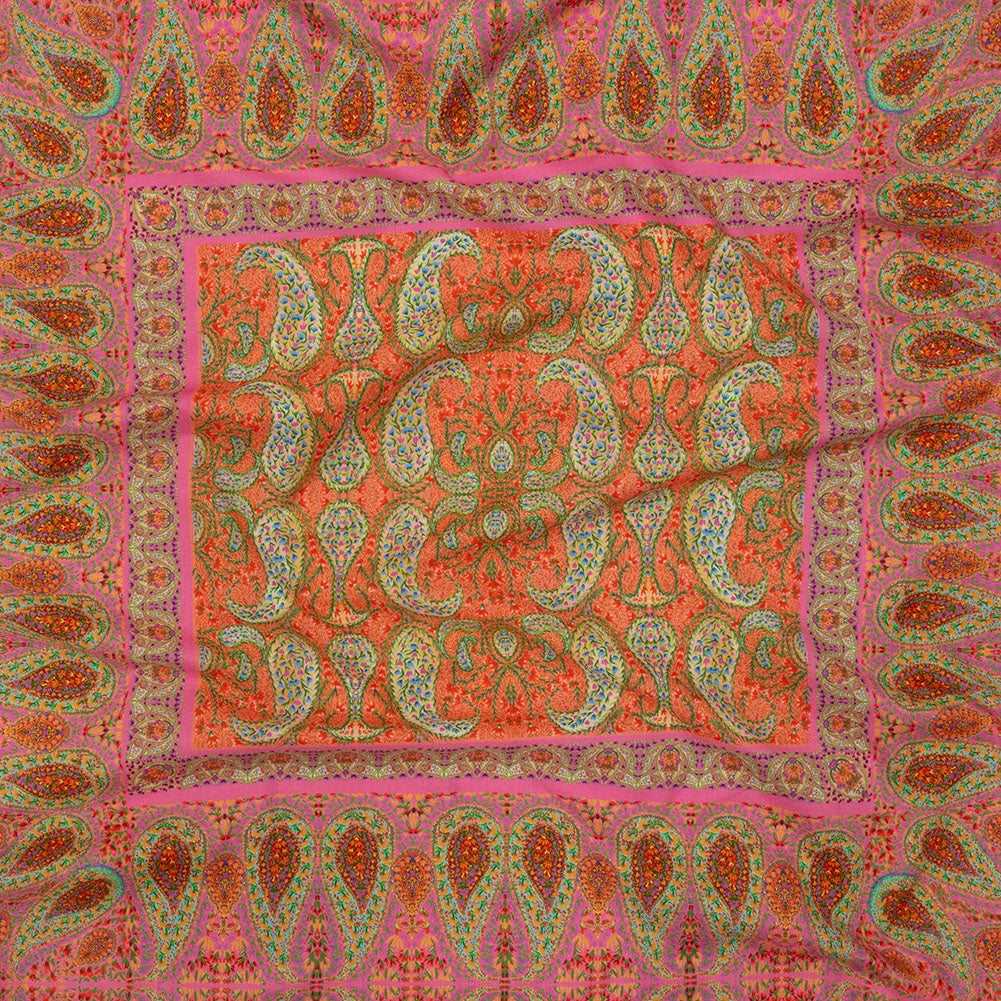 Cotton Voile Panel - Pink Paisley Squares - Laputa's Groundkeeper Print - Mood Exclusive Gisele Collection