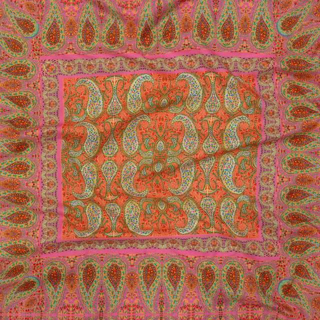 Cotton Voile Panel - Pink Paisley Squares - Laputa's Groundkeeper Print - Mood Exclusive Gisele Collection