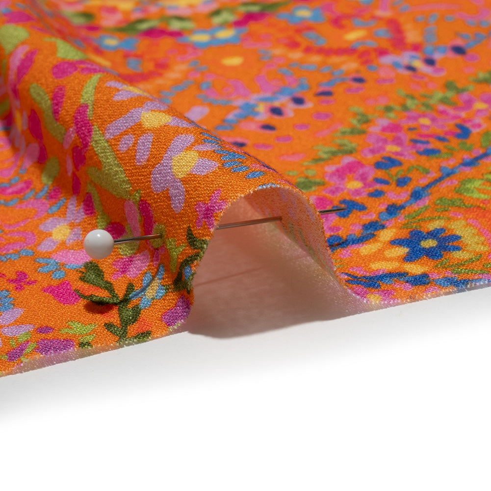 Sustainable Viscose Crepe - Orange Paisley - Amsterdam Market Print - Mood Exclusive Gisele Collection - Detail