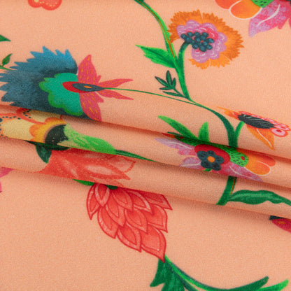 Sustainable Viscose Crepe - Peach Floral Vines - Sherbert Shandy Print - Mood Exclusive Gisele Collection