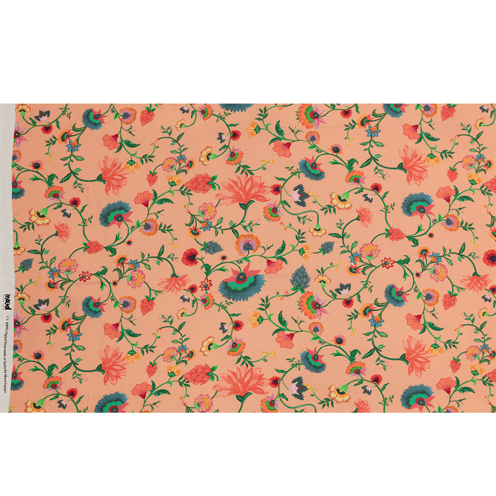 Sustainable Viscose Crepe - Peach Floral Vines - Sherbert Shandy Print - Mood Exclusive Gisele Collection - Full