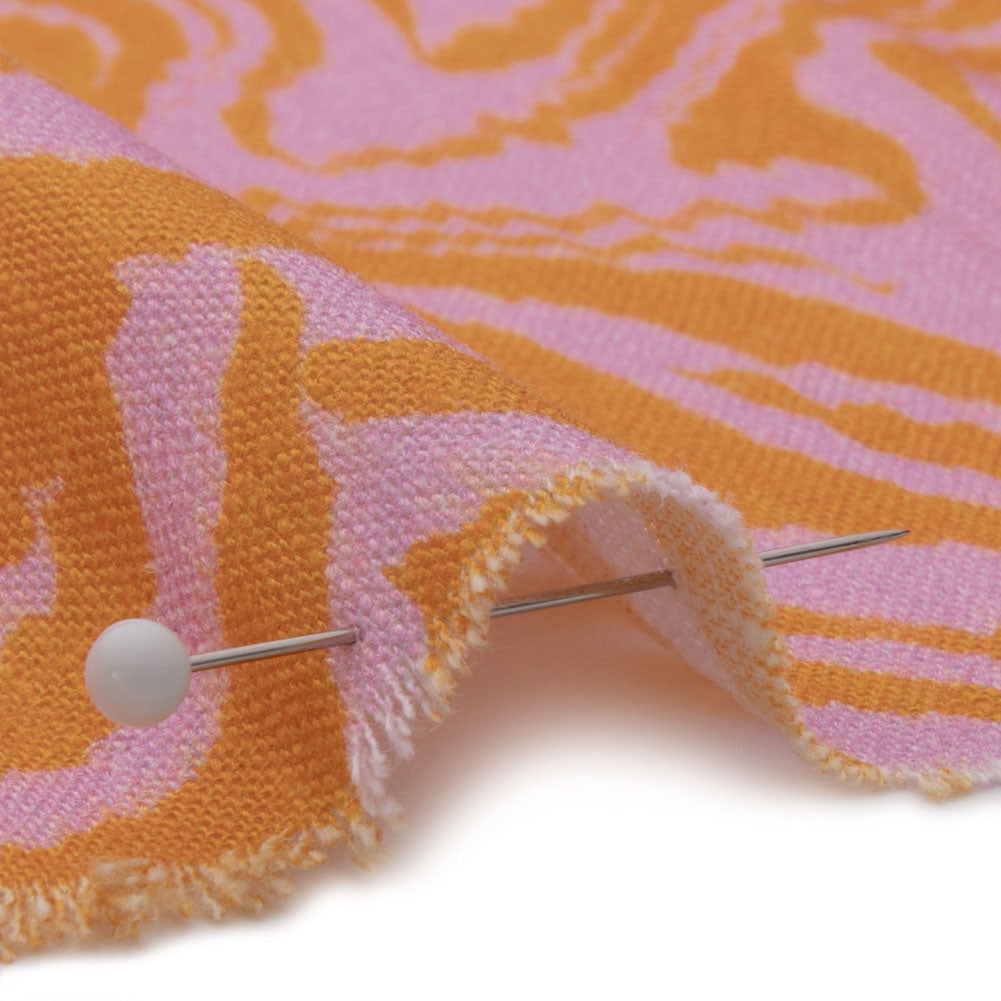 Viscose and Linen Woven - Pink and Orange Animal Stripes - Saffron River Print - Mood Exclusive Gisele Collection - Detail