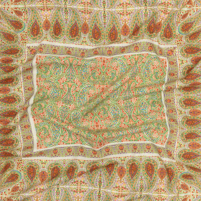 Viscose and Linen Woven Panel - Cream Paisley Squares - Laputa's Groundkeeper Print - Mood Exclusive Gisele Collection