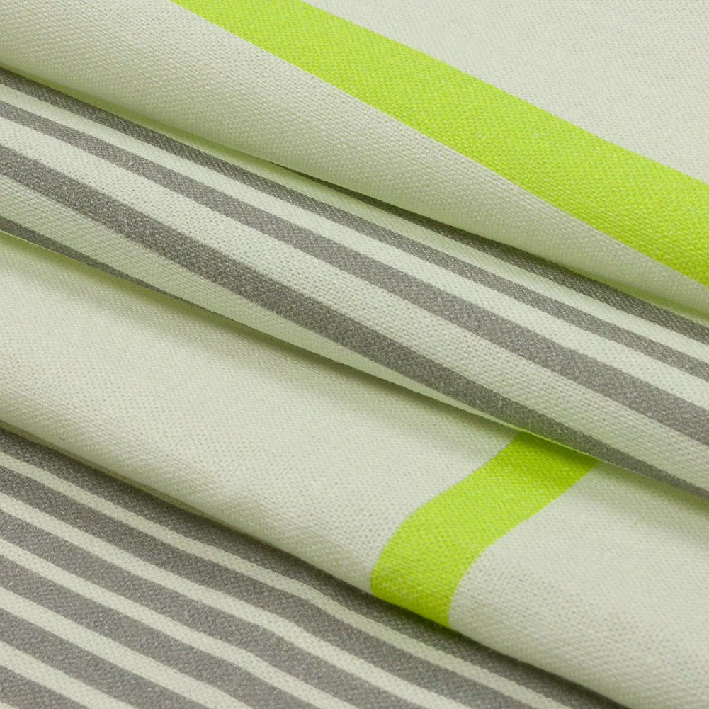 Linen and Rayon Woven Panel - Gray and Lime Concentric Squares - On the Rocks Print - Mood Exclusive Palm Beach Collection - Folded