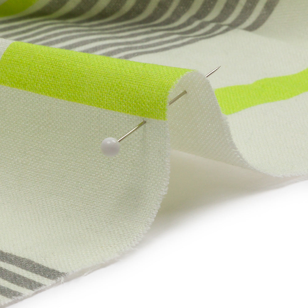 Linen and Rayon Woven Panel - Gray and Lime Concentric Squares - On the Rocks Print - Mood Exclusive Palm Beach Collection - Detail