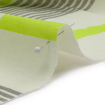 Linen and Rayon Woven Panel - Gray and Lime Concentric Squares - On the Rocks Print - Mood Exclusive Palm Beach Collection