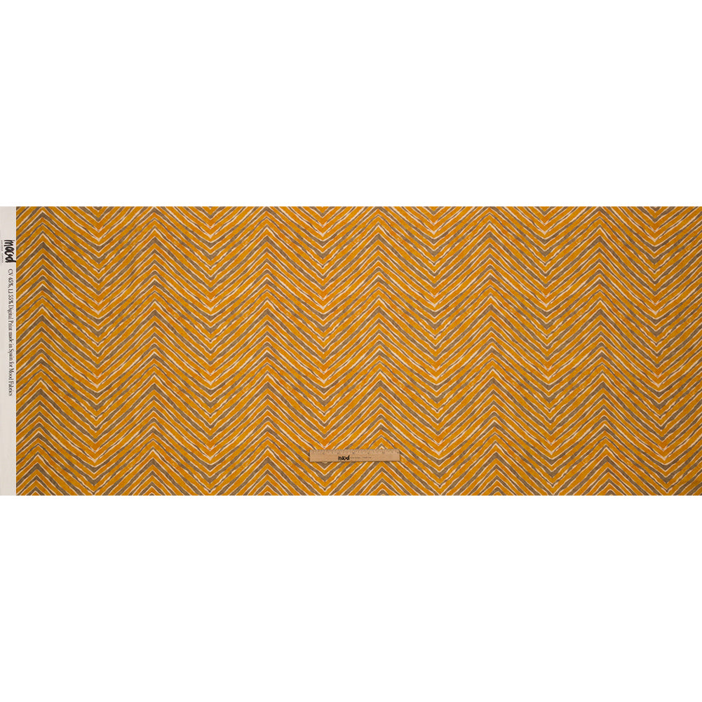 Linen and Rayon Woven - Taupe and Orange Painterly Chevrons - August Attitude Print - Mood Exclusive Palm Beach Collection - Full