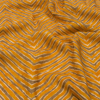 Linen and Rayon Woven - Taupe and Orange Painterly Chevrons - August Attitude Print - Mood Exclusive Palm Beach Collection