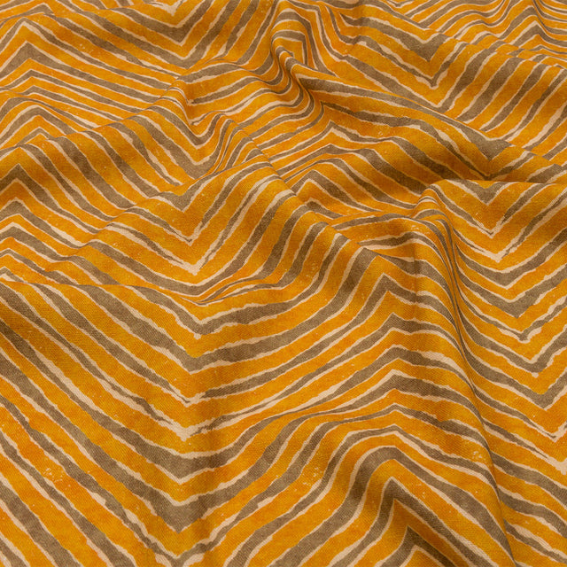 Linen and Rayon Woven - Taupe and Orange Painterly Chevrons - August Attitude Print - Mood Exclusive Palm Beach Collection