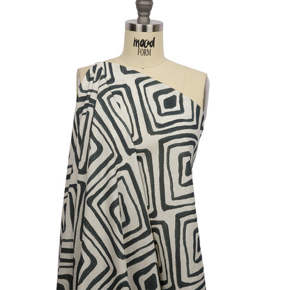 Linen and Rayon Woven - White Painted Diamonds - Sahara Summers Print - Mood Exclusive Palm Beach Collection