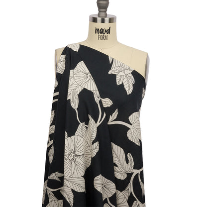 Linen and Rayon Woven - Black Floral - Floridian Nights Print - Mood Exclusive Palm Beach Collection