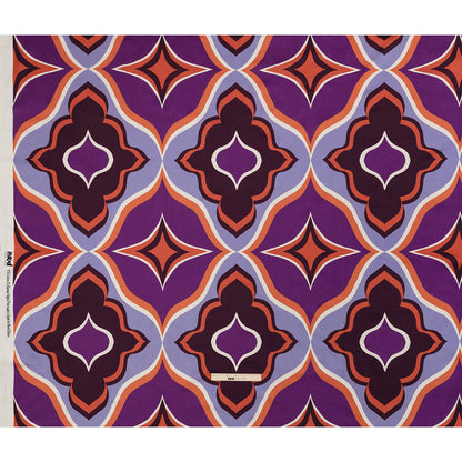 Stretch Cotton Sateen - Purple and Orange Ogees - Age of Aquarius Print - Mood Exclusive Yesterday Collection