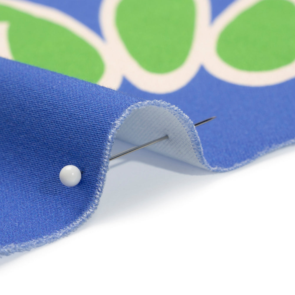 Stretch Cotton Sateen - Blue Leafy Circles - Ripple Effect Print - Mood Exclusive Marigold Collection - Detail