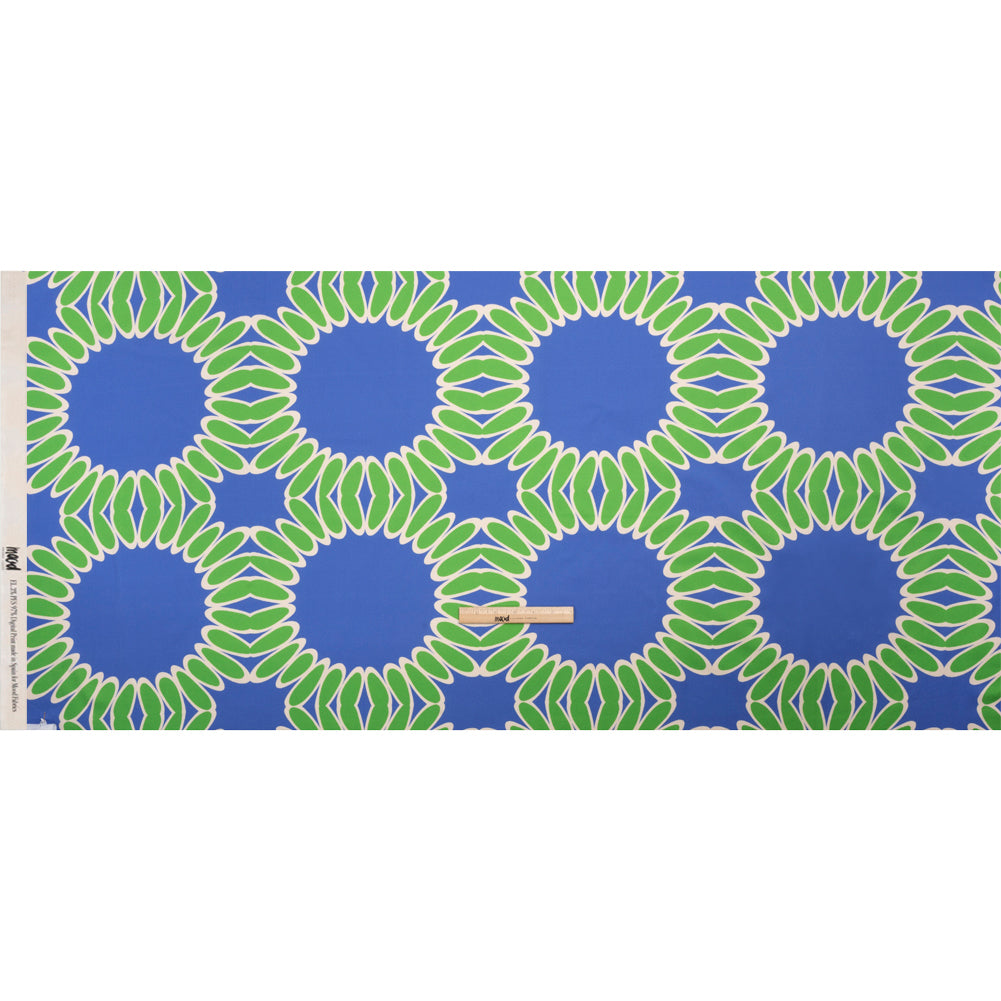 Stretch Cotton Sateen - Blue Leafy Circles - Ripple Effect Print - Mood Exclusive Marigold Collection - Full