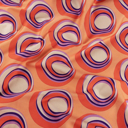 Stretch Cotton Sateen - Orange and Purple Circles - Stop The Beat Print - Mood Exclusive Yesterday Collection