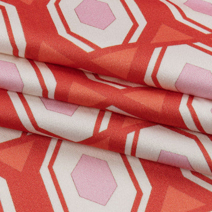 Stretch Cotton Sateen - Red Honeycomb Diamonds - Arcade Fever Print - Mood Exclusive Yesterday Collection