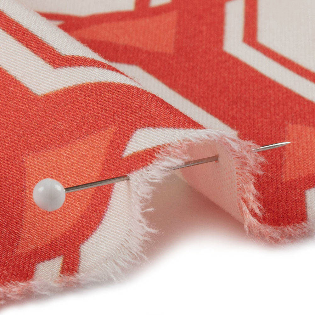 Stretch Cotton Sateen - Red Honeycomb Diamonds - Arcade Fever Print - Mood Exclusive Yesterday Collection - Detail