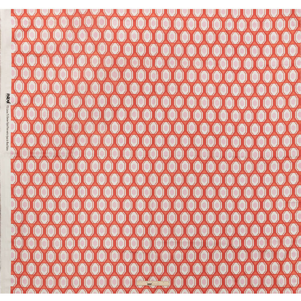 Stretch Cotton Sateen - Red Honeycomb Diamonds - Arcade Fever Print - Mood Exclusive Yesterday Collection - Full