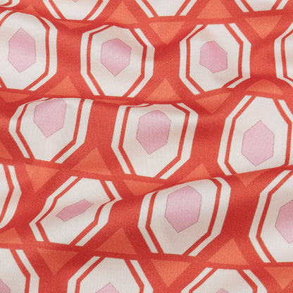 Stretch Cotton Sateen - Red Honeycomb Diamonds - Arcade Fever Print - Mood Exclusive Yesterday Collection