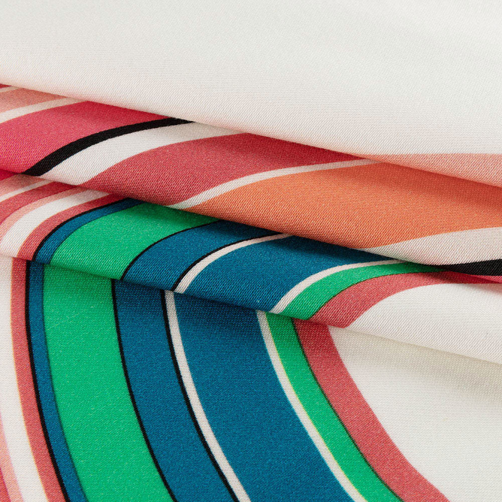Stretch Cotton Sateen Panel - Multicolor Big Circles - A-Side Print - Mood Exclusive Yesterday Collection - Folded