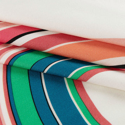 Stretch Cotton Sateen Panel - Multicolor Big Circles - A-Side Print - Mood Exclusive Yesterday Collection