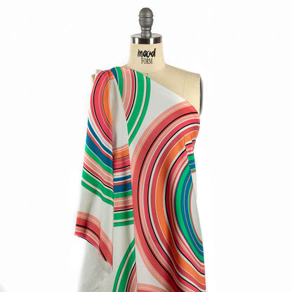 Stretch Cotton Sateen Panel - Multicolor Big Circles - A-Side Print - Mood Exclusive Yesterday Collection