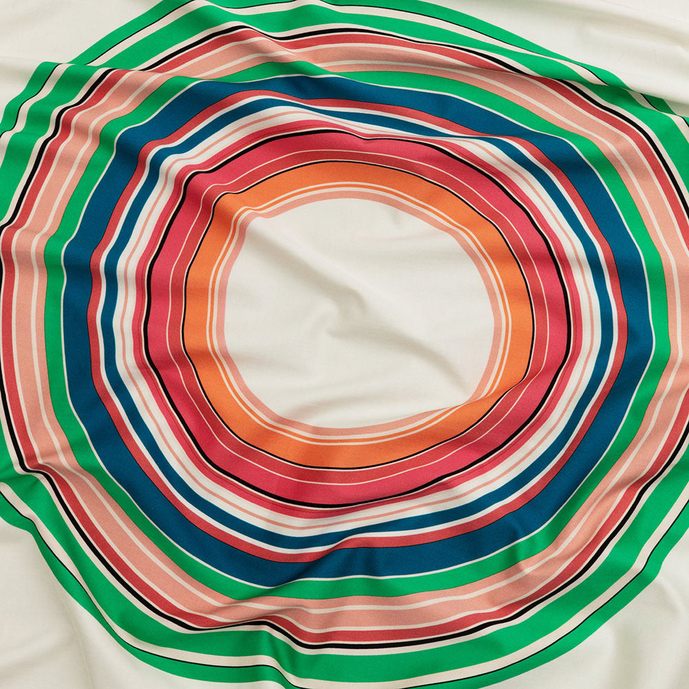 Stretch Cotton Sateen Panel - Multicolor Big Circles - A-Side Print - Mood Exclusive Yesterday Collection
