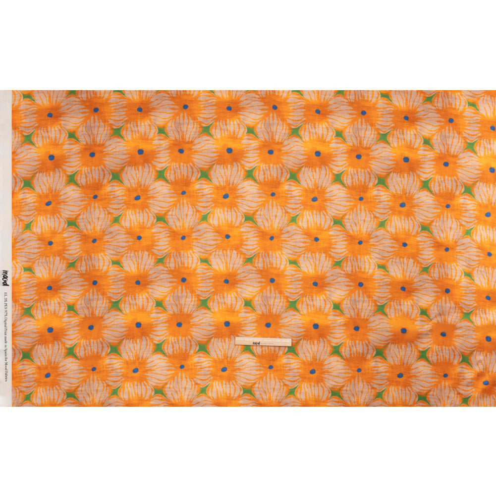 Stretch Cotton Sateen - Orange Floral Grid - Marigold Spritz Print - Mood Exclusive Marigold Collection - Full