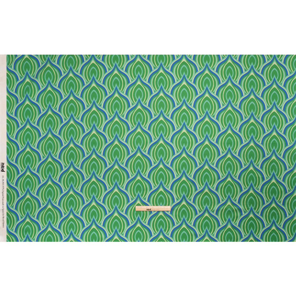 Stretch Cotton Sateen - Blue and Green Leaf Forms - Cipolla Blues Print - Mood Exclusive Marigold Collection - Full