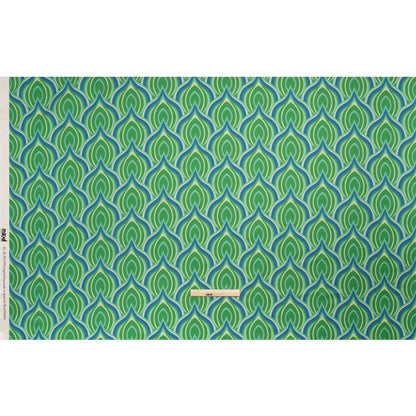 Stretch Cotton Sateen - Blue and Green Leaf Forms - Cipolla Blues Print - Mood Exclusive Marigold Collection