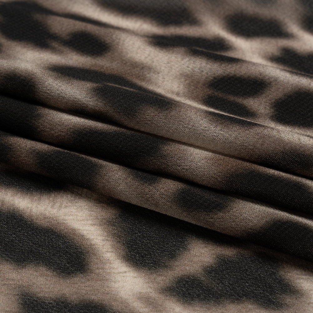 Viscose Georgette - Black and Beige Leopard - Shade of the Acacia Print - Mood Exclusive Kilimanjaro Collection - Folded