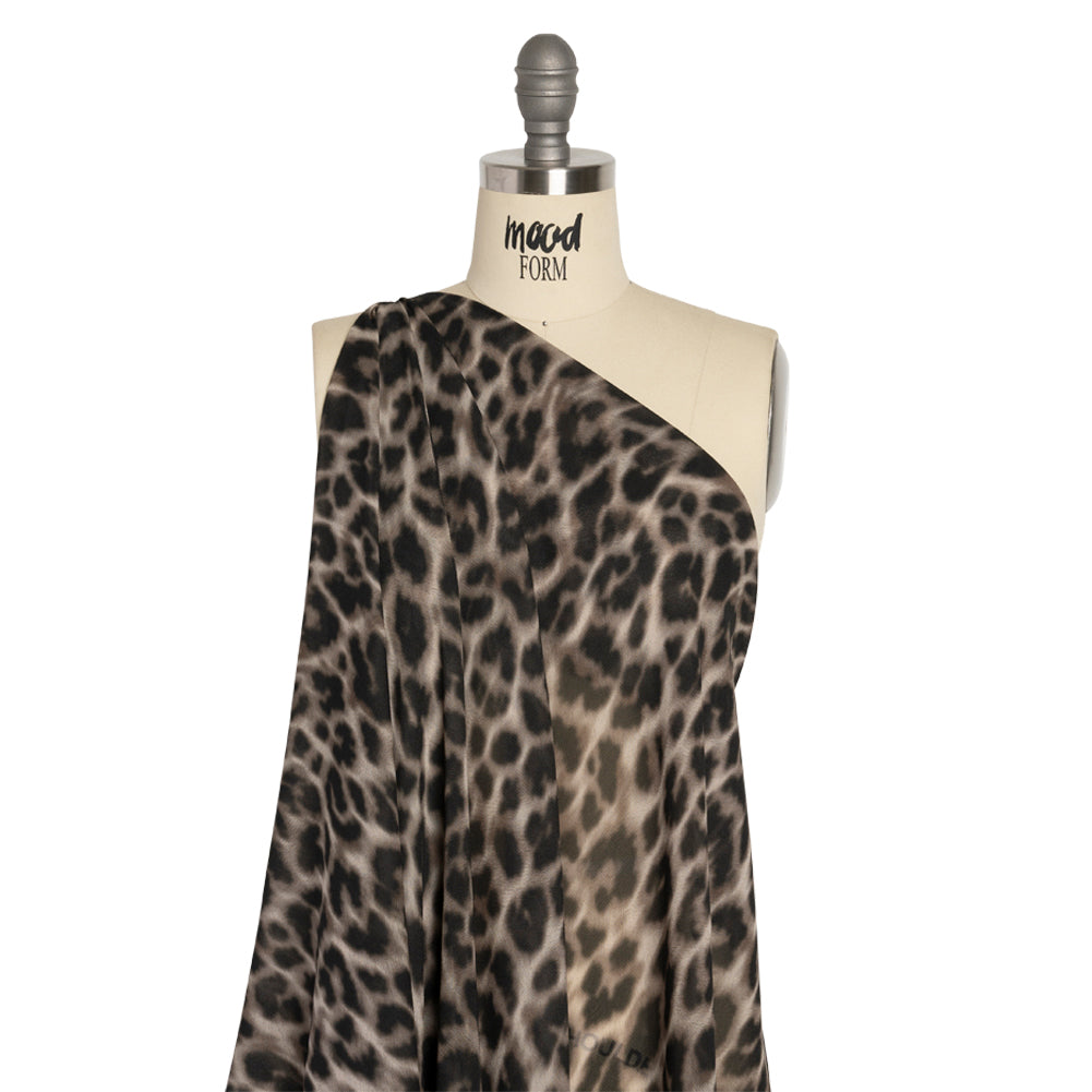 Viscose Georgette - Black and Beige Leopard - Shade of the Acacia Print - Mood Exclusive Kilimanjaro Collection - Drape