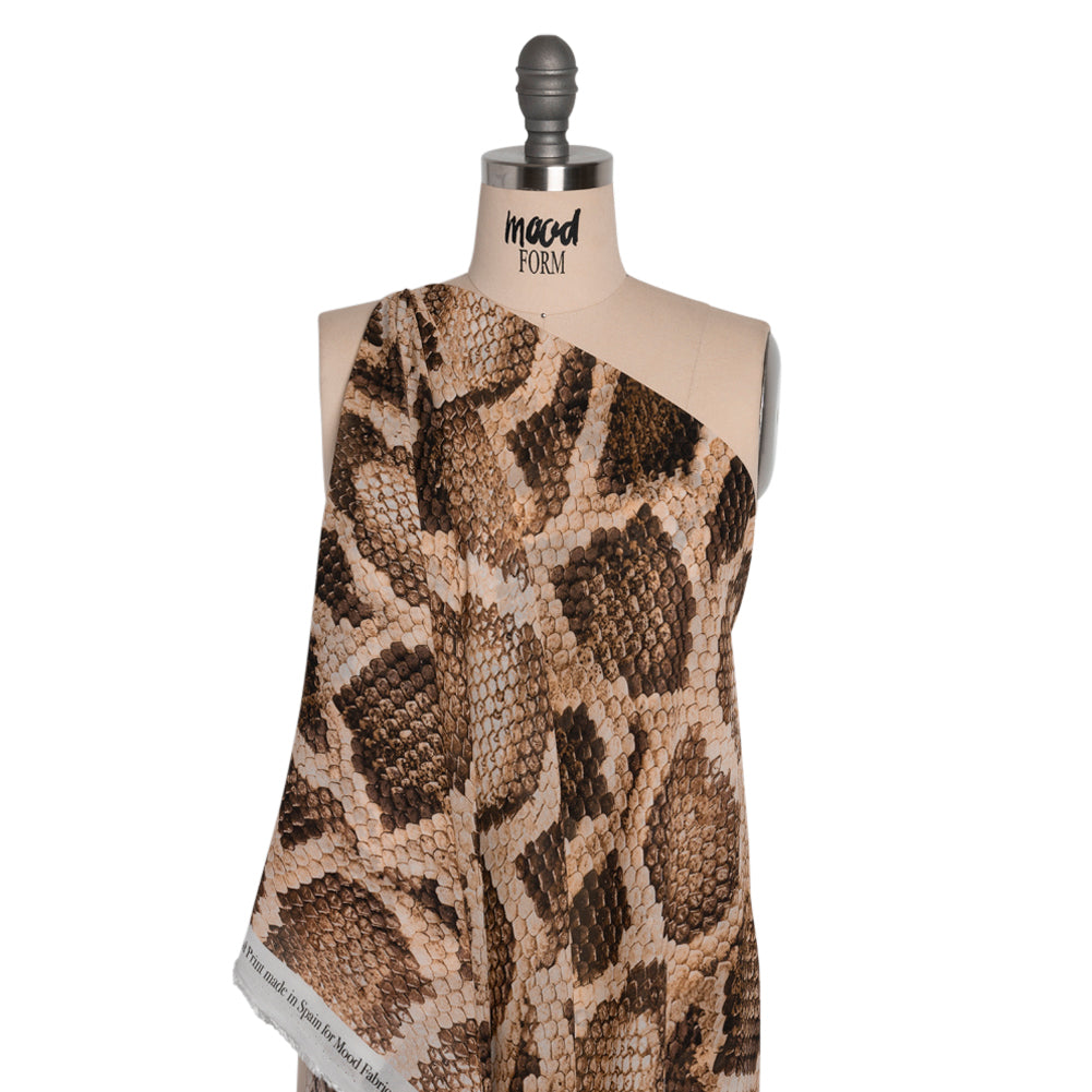 Viscose Georgette - Beige and Brown Snakeskin - Kaa's Charm Print - Mood Exclusive Kilimanjaro Collection - Drape