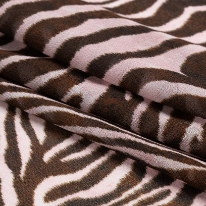 Viscose Georgette - Pink and Brown Zebra Stripes - Destination Oasis Print - Mood Exclusive Kilimanjaro Collection