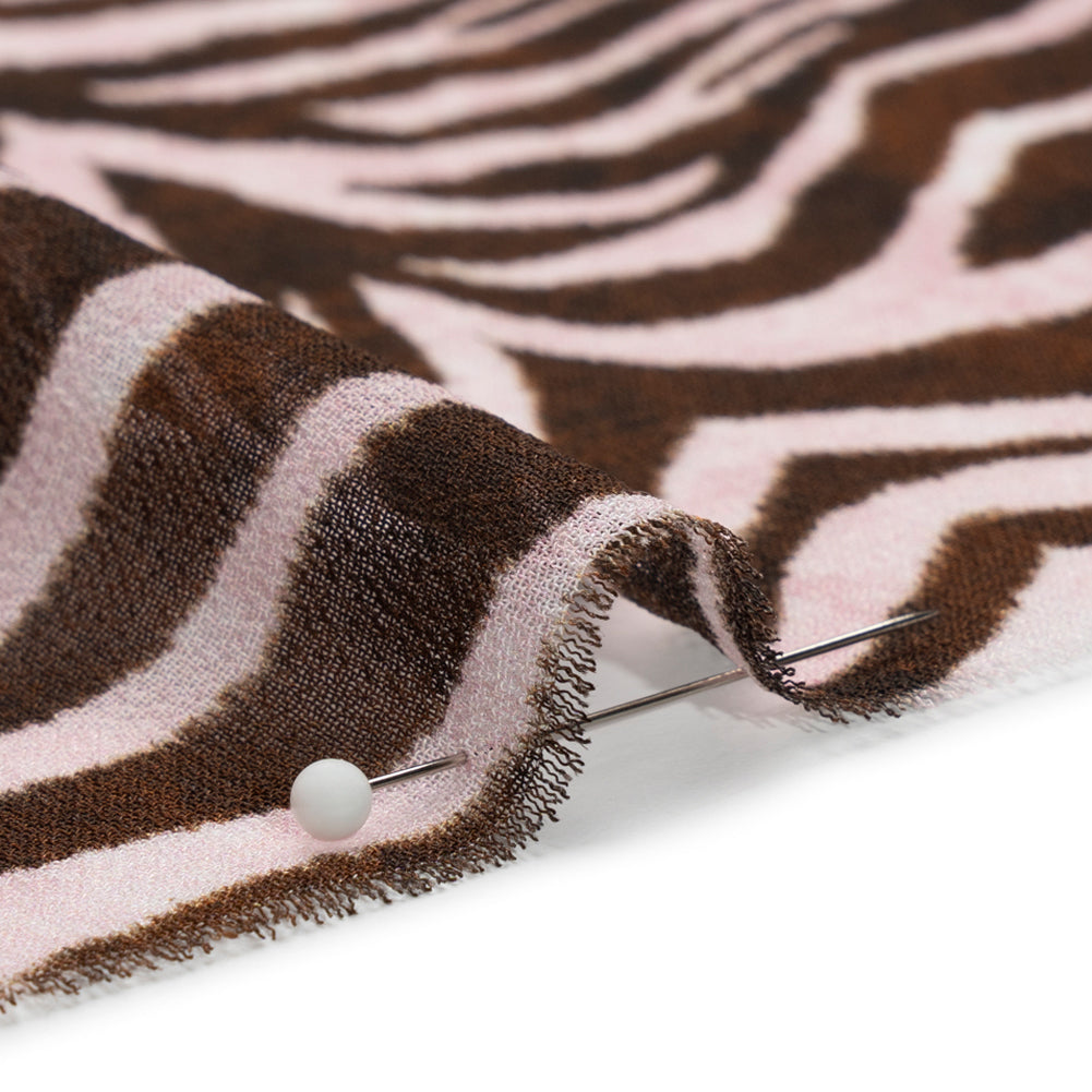 Viscose Georgette - Pink and Brown Zebra Stripes - Destination Oasis Print - Mood Exclusive Kilimanjaro Collection - Detail