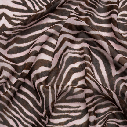 Viscose Georgette - Pink and Brown Zebra Stripes - Destination Oasis Print - Mood Exclusive Kilimanjaro Collection