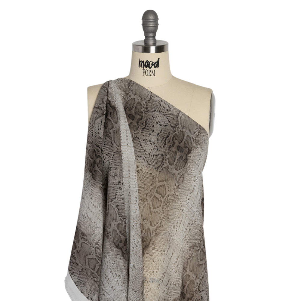 Viscose Georgette - Gray Snakeskin - Midnight Lurking Print - Mood Exclusive Kilimanjaro Collection - Drape