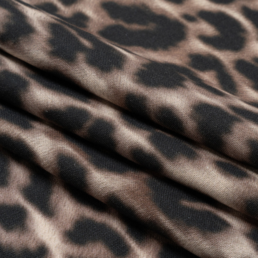 Linen and Rayon Woven - Black and Beige Leopard - Shade of the Acacia Print - Mood Exclusive Kilimanjaro Collection - Folded