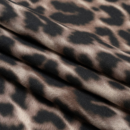 Linen and Rayon Woven - Black and Beige Leopard - Shade of the Acacia Print - Mood Exclusive Kilimanjaro Collection