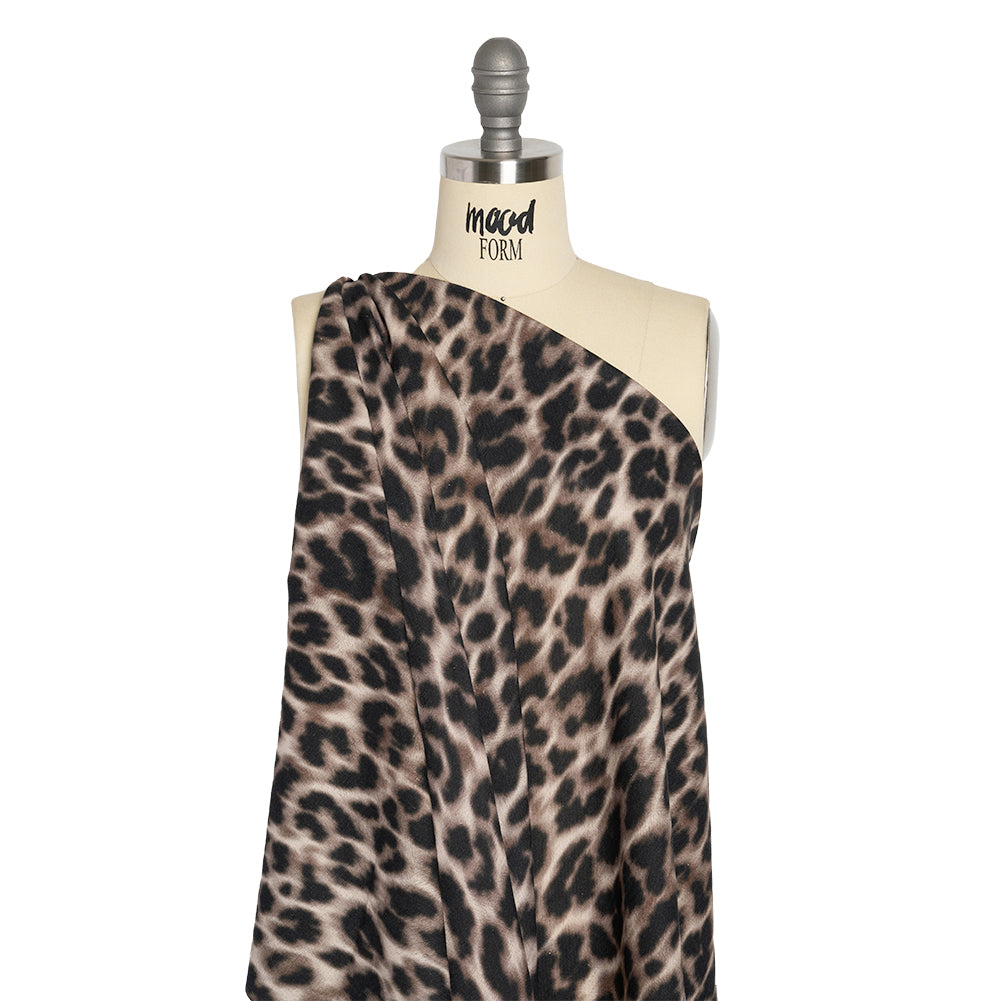 Linen and Rayon Woven - Black and Beige Leopard - Shade of the Acacia Print - Mood Exclusive Kilimanjaro Collection - Drape
