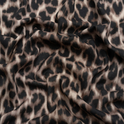 Linen and Rayon Woven - Black and Beige Leopard - Shade of the Acacia Print - Mood Exclusive Kilimanjaro Collection