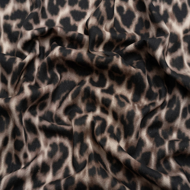 Linen and Rayon Woven - Black and Beige Leopard - Shade of the Acacia Print - Mood Exclusive Kilimanjaro Collection