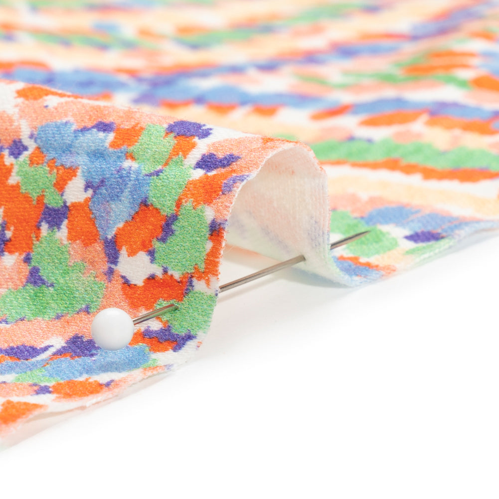 Stretch Cotton Sateen - Orange and Green Circles - Mood Exclusive Tidal Dye Print - Detail