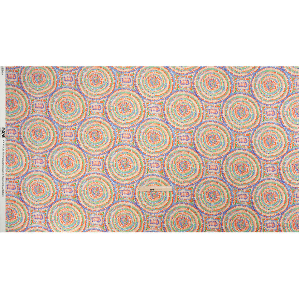 Stretch Cotton Sateen - Orange and Green Circles - Mood Exclusive Tidal Dye Print - Full